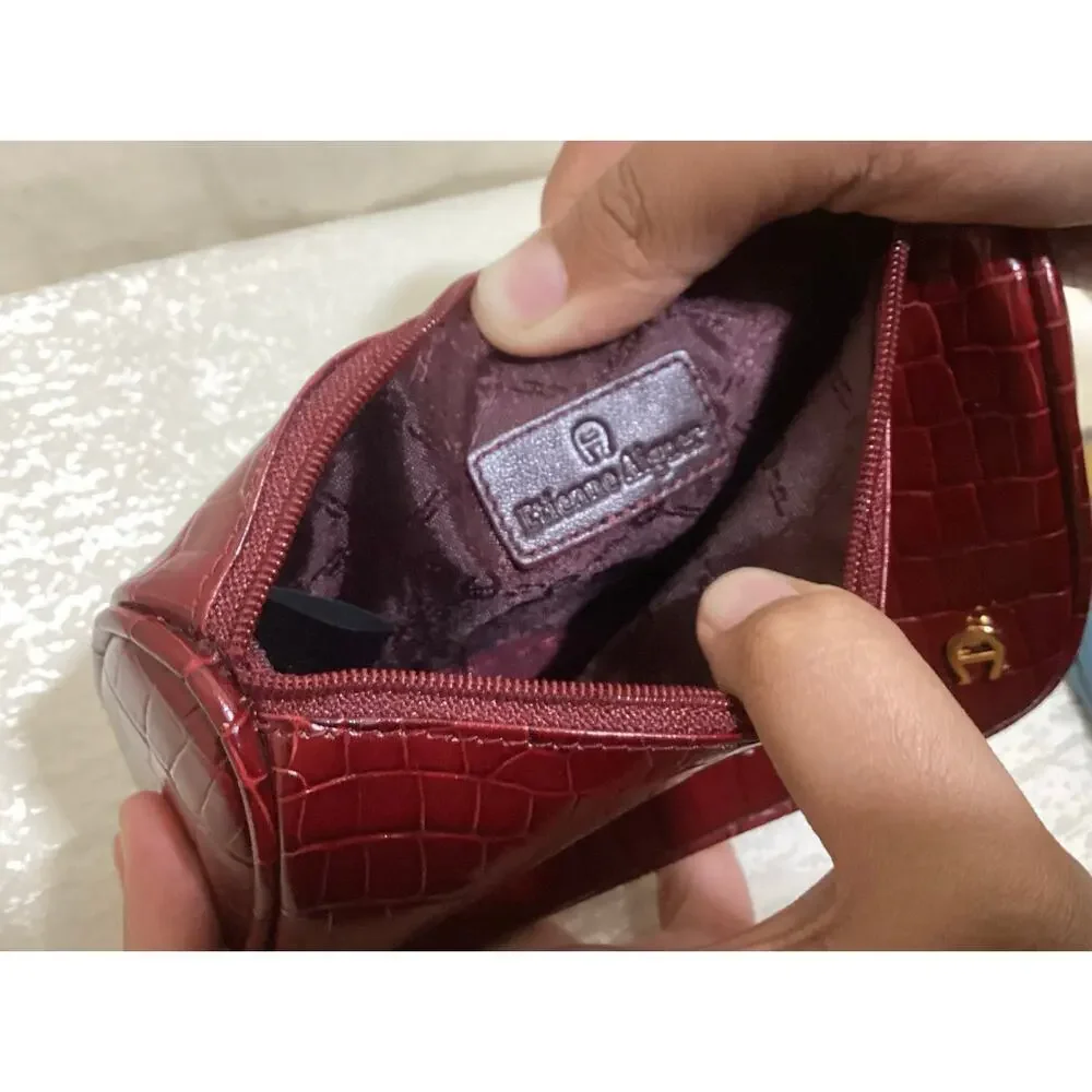 Etienne Aigner cosmetic bag croc embossed